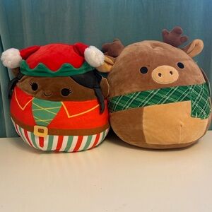 Squishmallows Festive Elf and Reindeer Plush Duo